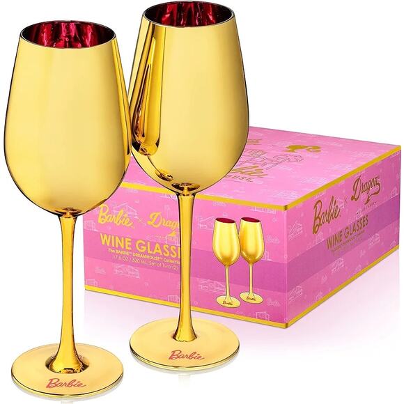 Dragon Glassware x Barbie Wine Glasses, Dreamhouse Collection New - Picture 2 of 9